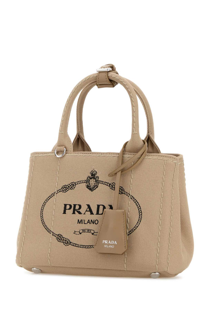 Beige Canvas Mini Prada Jardiniã¨re Handbag Corda Borse A Mano