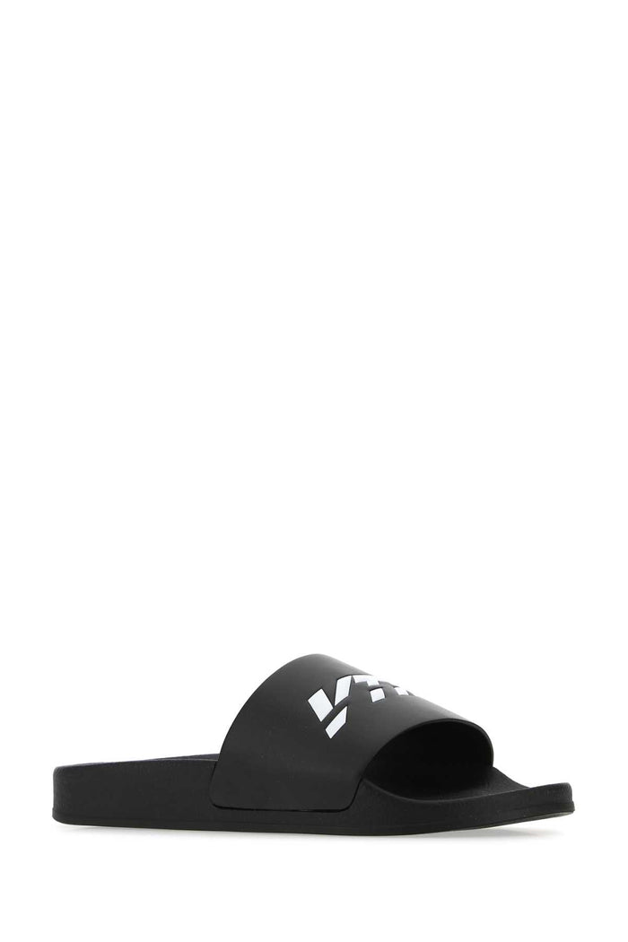 Black Rubber Slippers Blackwhite