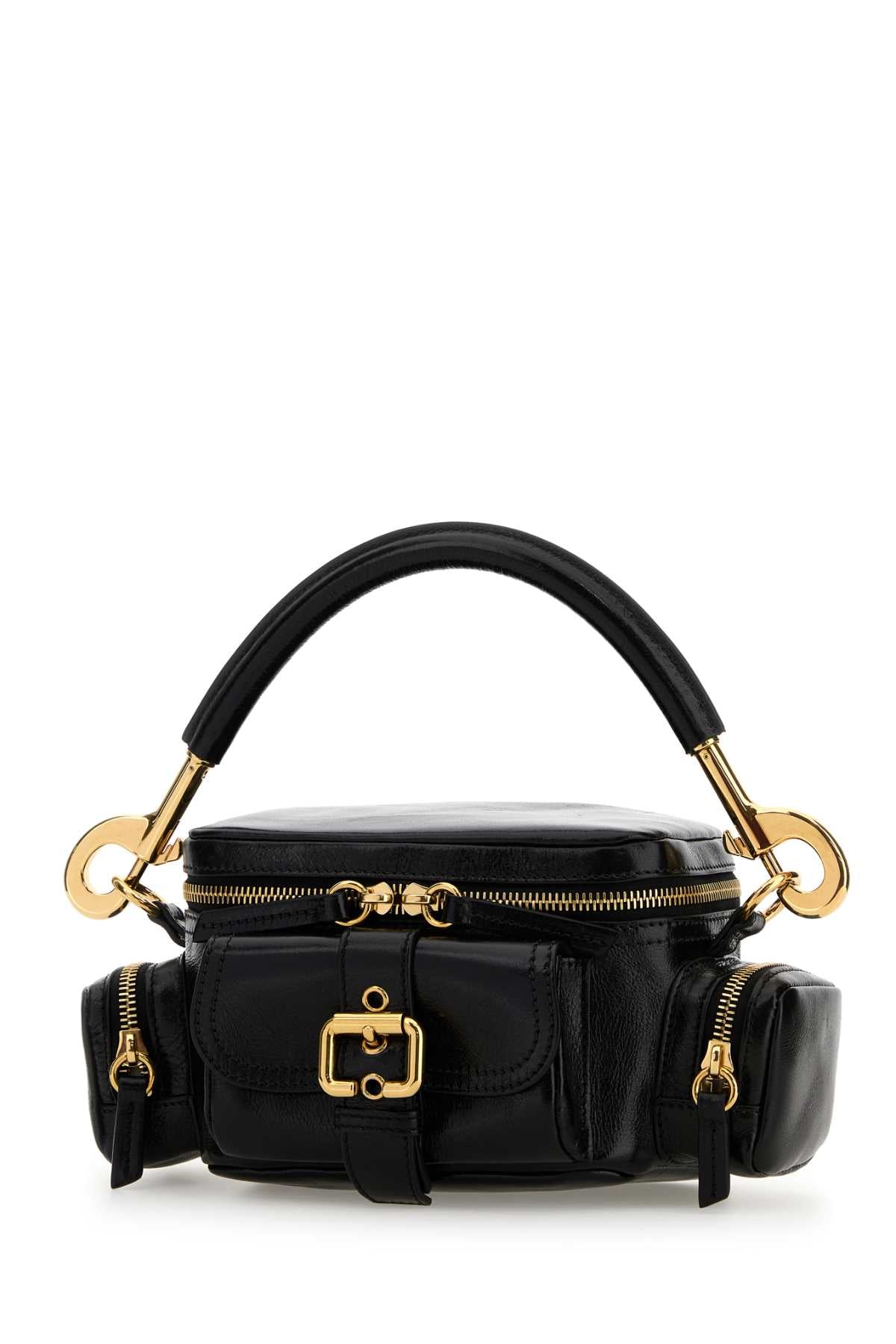 Black Leather Small Camera Bag Handbag Borse A Mano