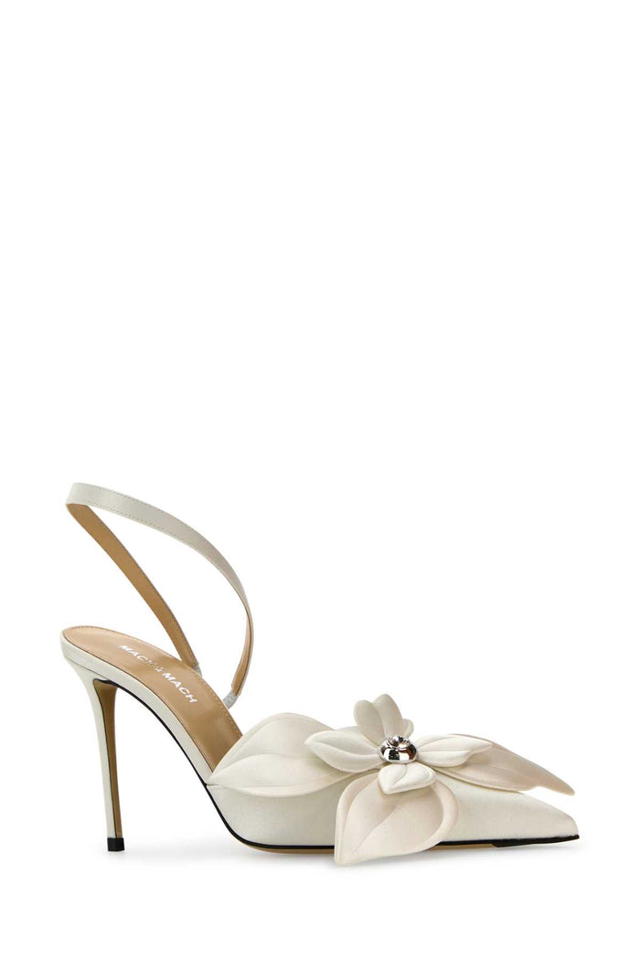 White Satin Orchid Pumps Scarpe Con Tacco