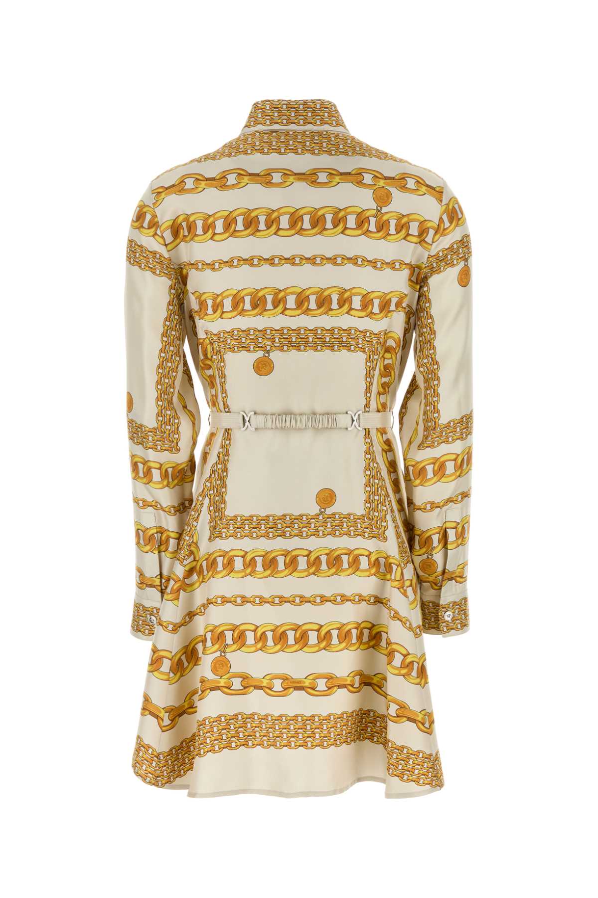 Printed Silk Dress Bonegold Exterior: Cotton Abiti