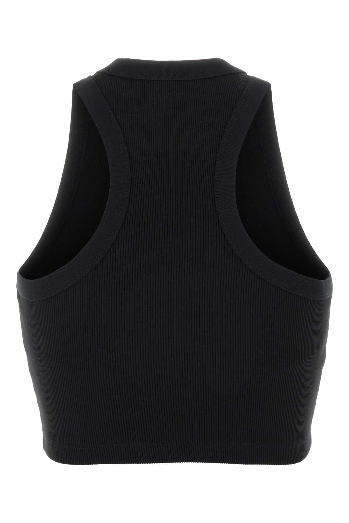 Black Stretch Cotton Crop-Top Exterior: Elastane Maglie