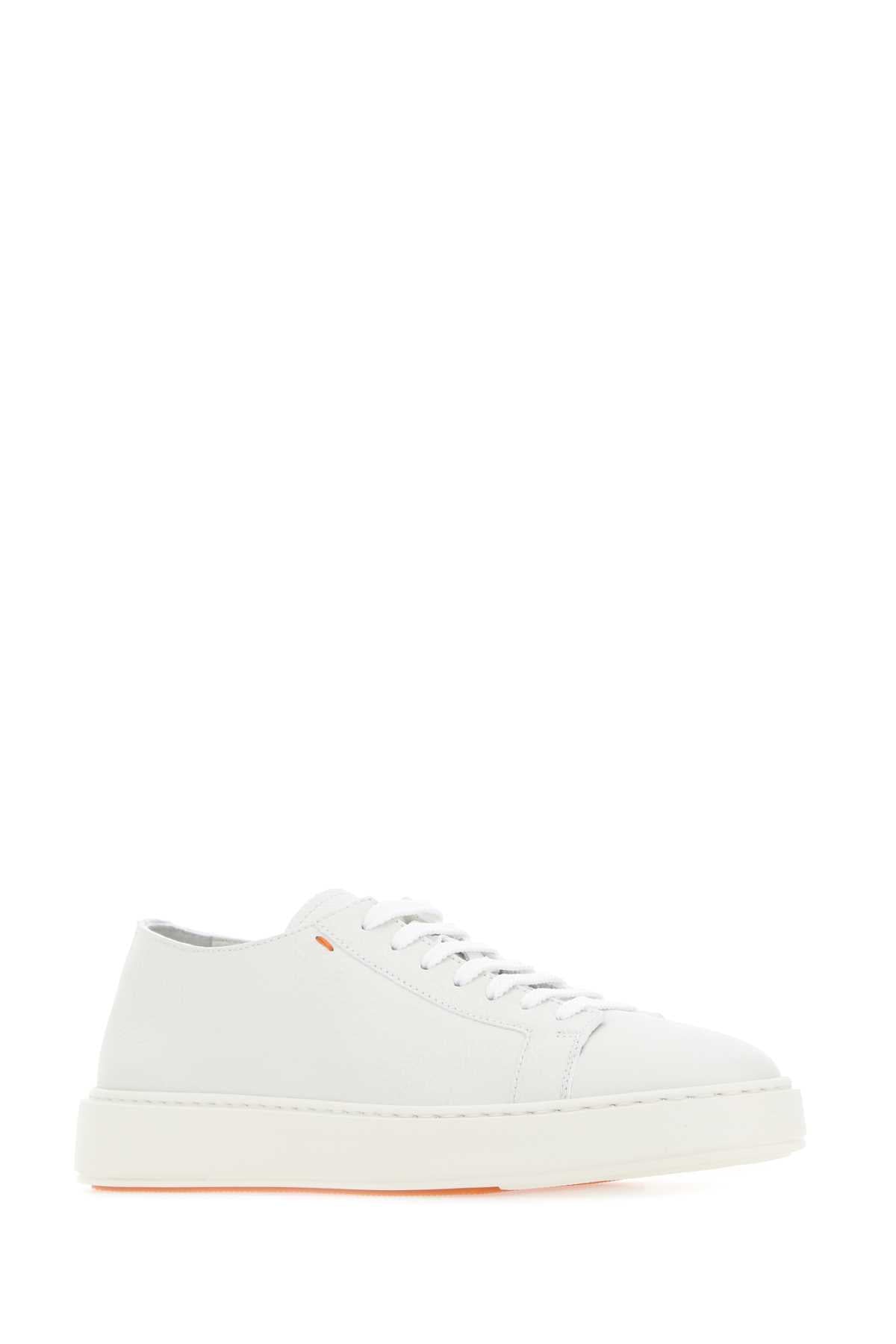 White Leather Sneakers Calf Goat Lamb Rubber
