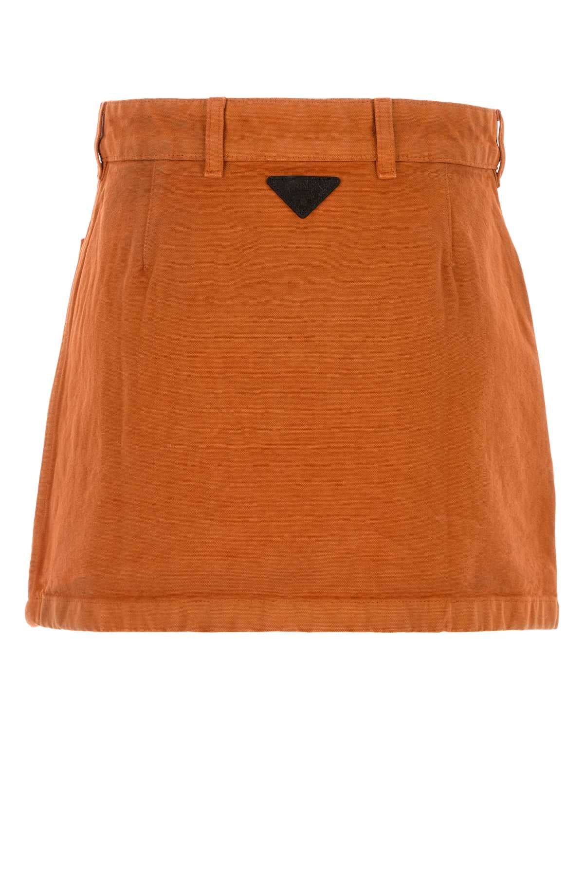 Orange Denim Mini Skirt Arancio Exterior: Cotton Gonne