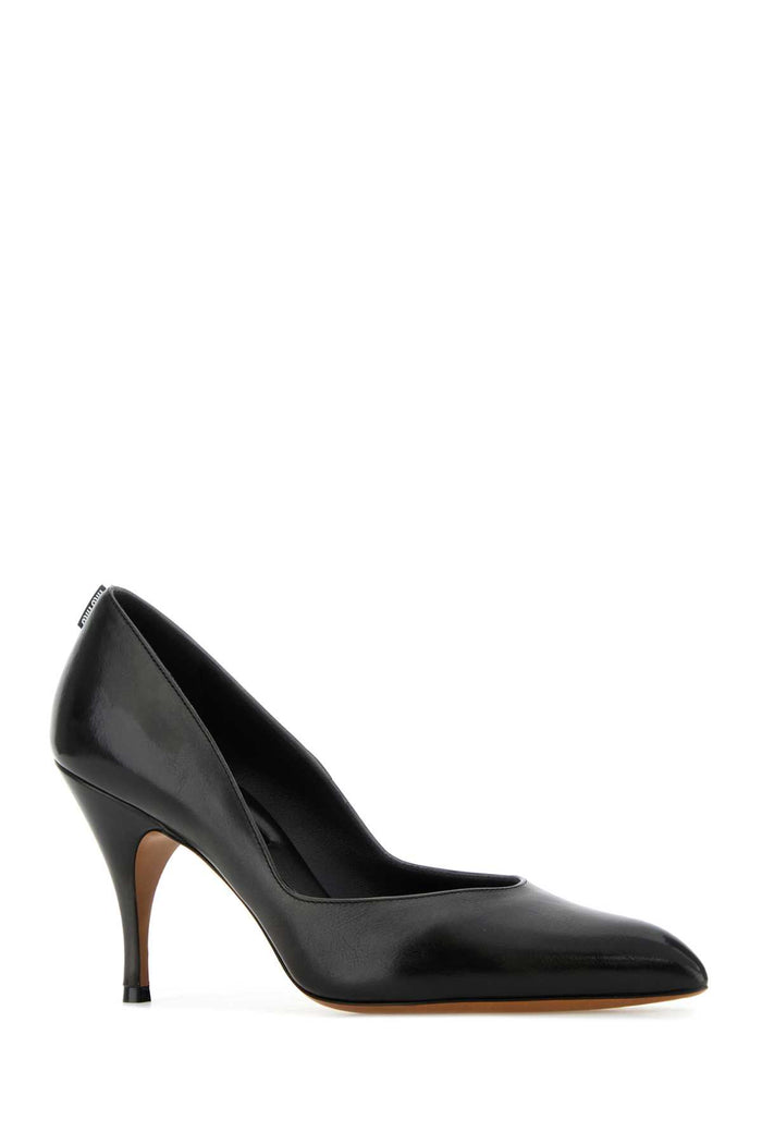 Black Leather Pumps Nero Calfleather Scarpe Con Tacco