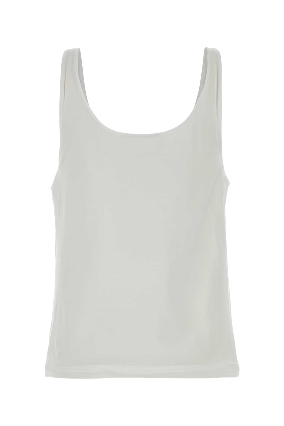 White Cotton Tank Top Bianco Exterior: T-shirt