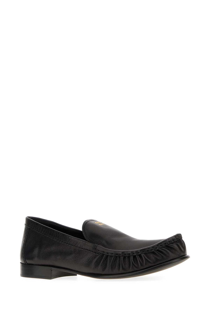 Black Leather Loafers Nero Bufalo Mocassini