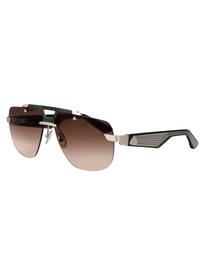 The Officer I Palladium Plated / Dark Green Lacquer Titanium Sunglasses