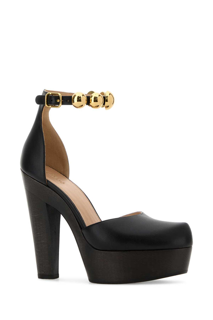 Black Leather Lola Pumps Scarpe Con Tacco