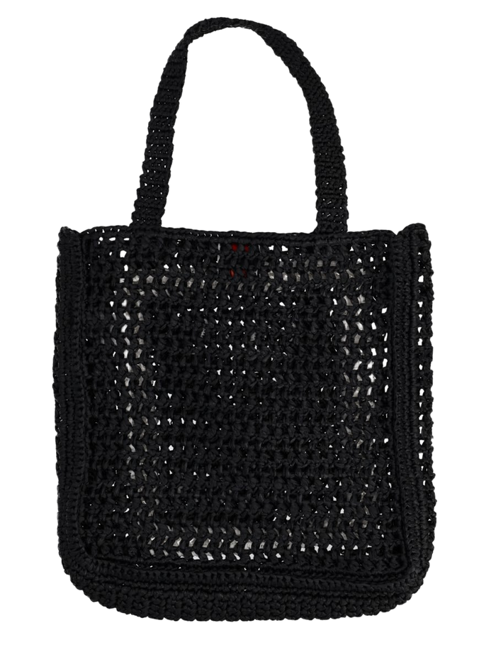 Tote Bag With Logo Black Viscose Handbags