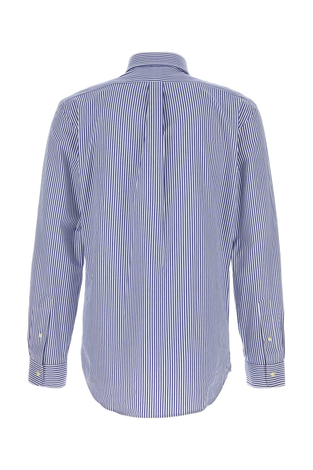 Embroidered Stretch Poplin Shirt Bluewhitebengalstripe Exterior: Cotton Elastane Camicie