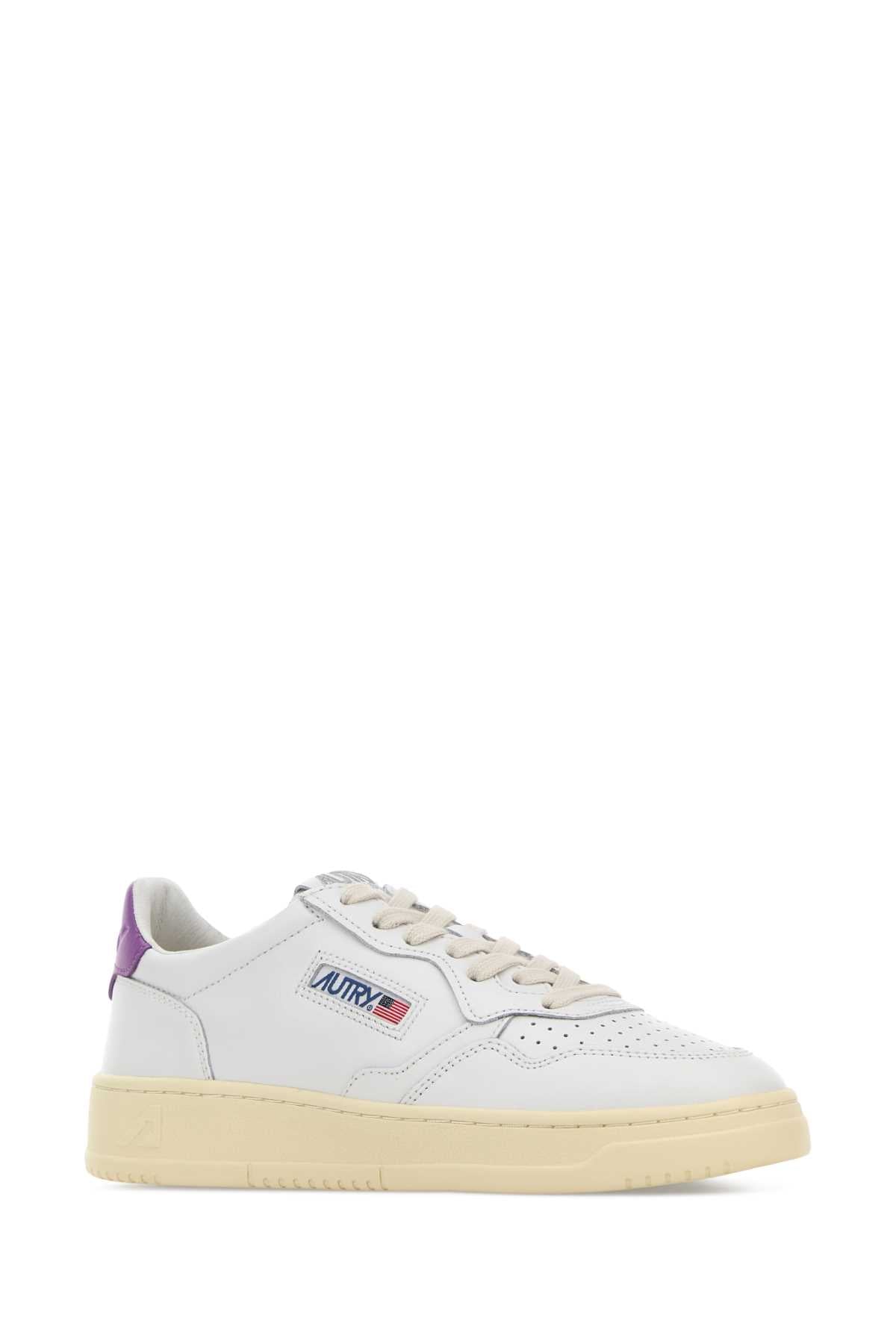 Leatleatwhtdberry Cow Leather Sneaker
