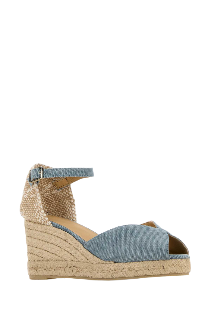 Light Blue Canvas Bianca Wedges Acqua Espadrillas