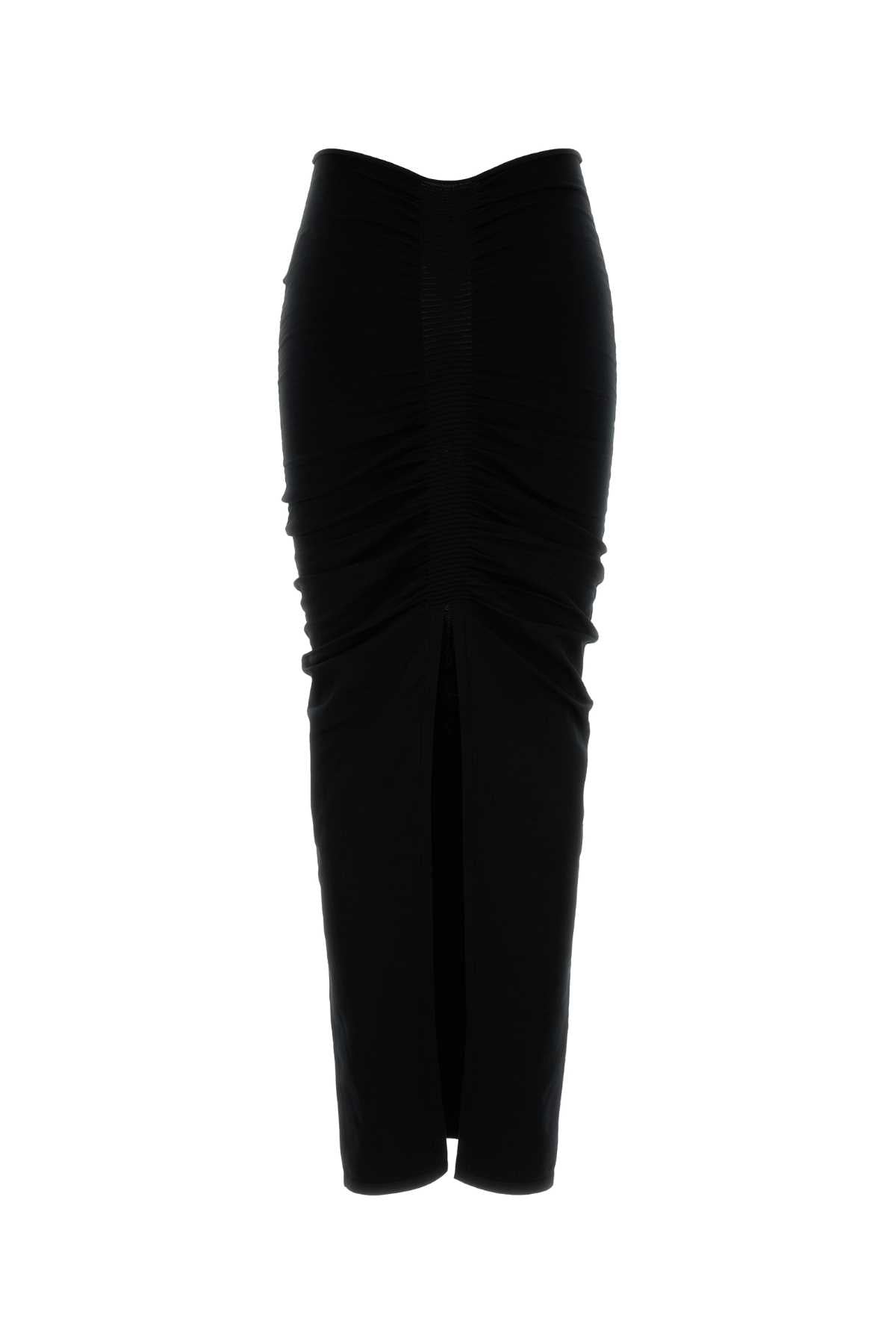 Black Stretch Cupro Blend Skirt Gonne