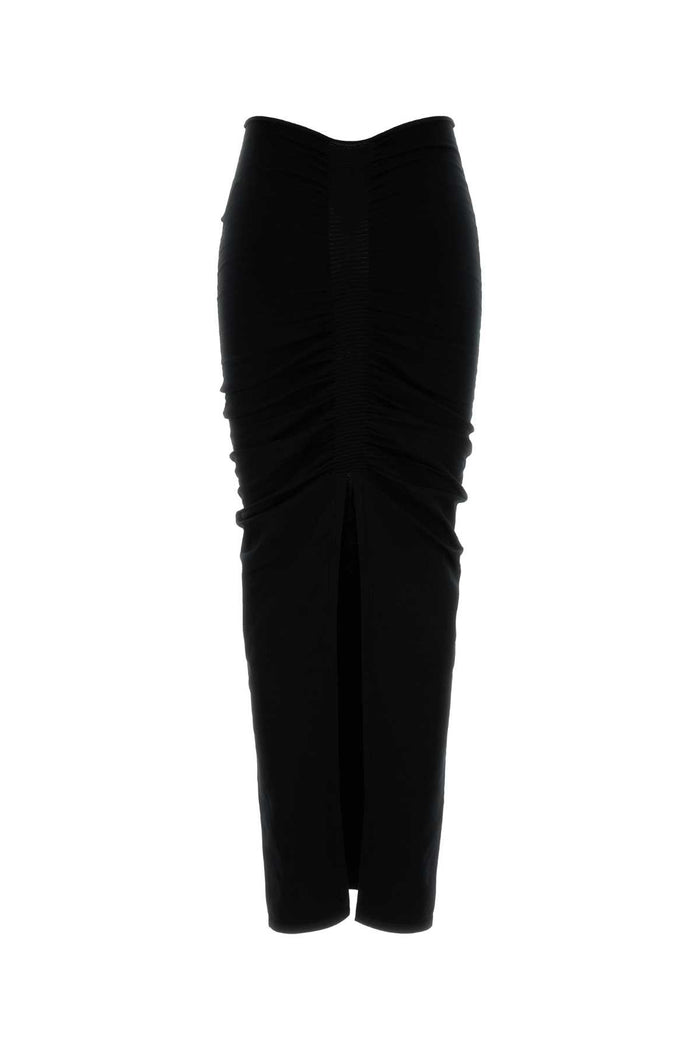 Black Stretch Cupro Blend Skirt Gonne
