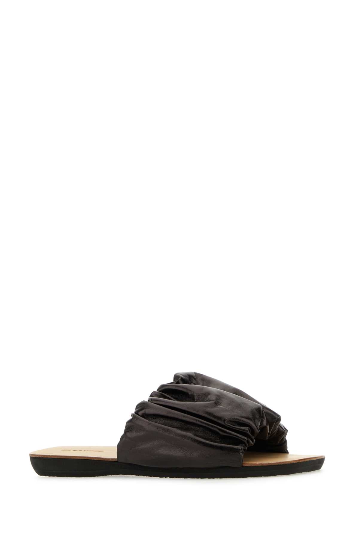 Dark Brown Leather Slippers 001