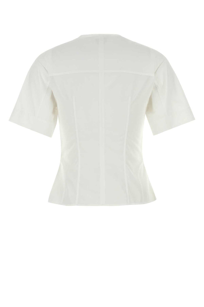 White Poplin Shirt Opticalwhite Stitches Dt Top Camicie