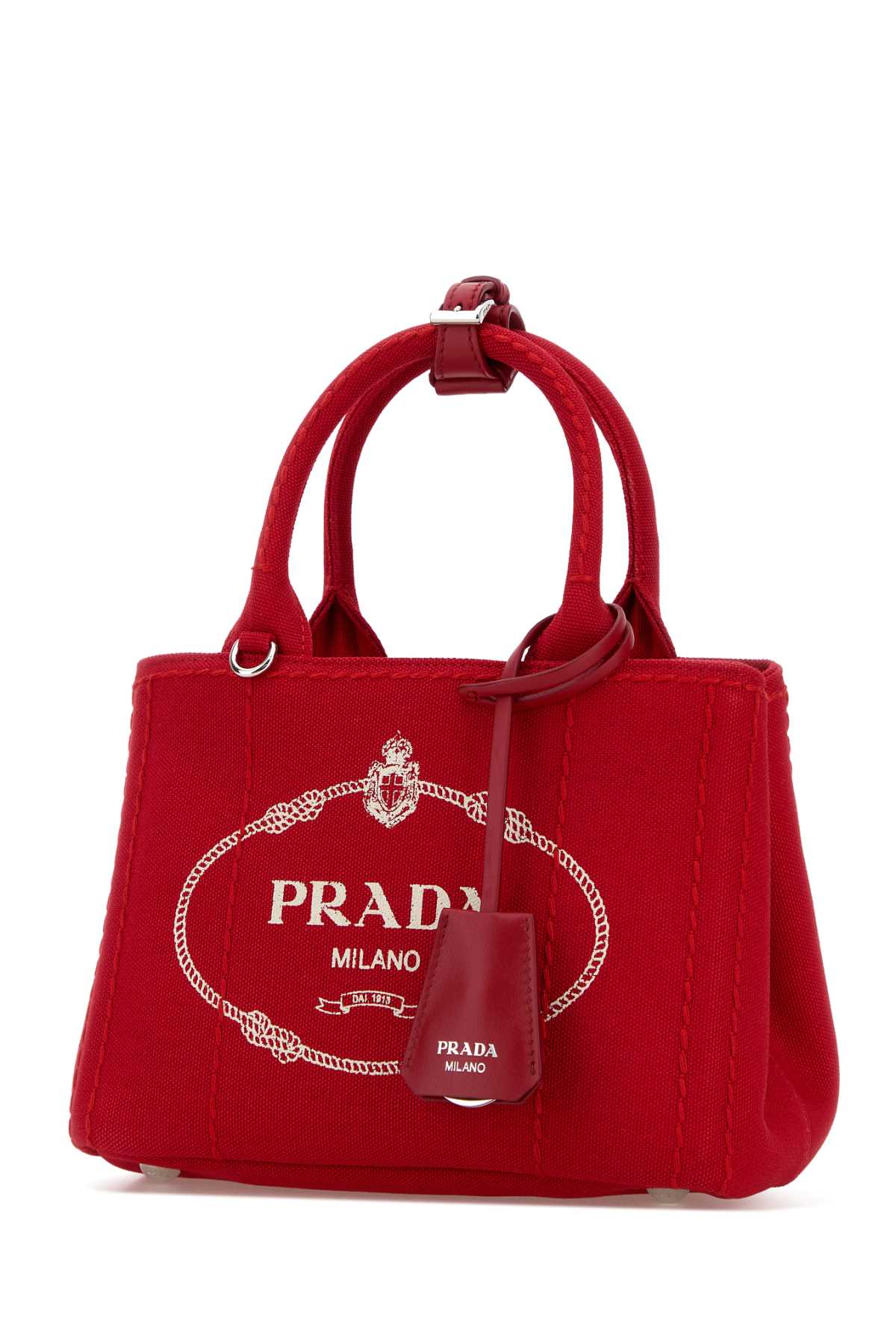 Red Canvas Mini Prada Jardiniã¨re Handbag Rosso Borse A Mano