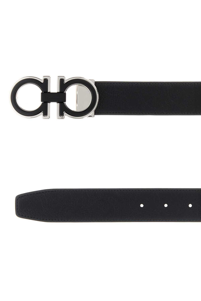 Black Leather Reversible Belt Nerdarrai Cinture