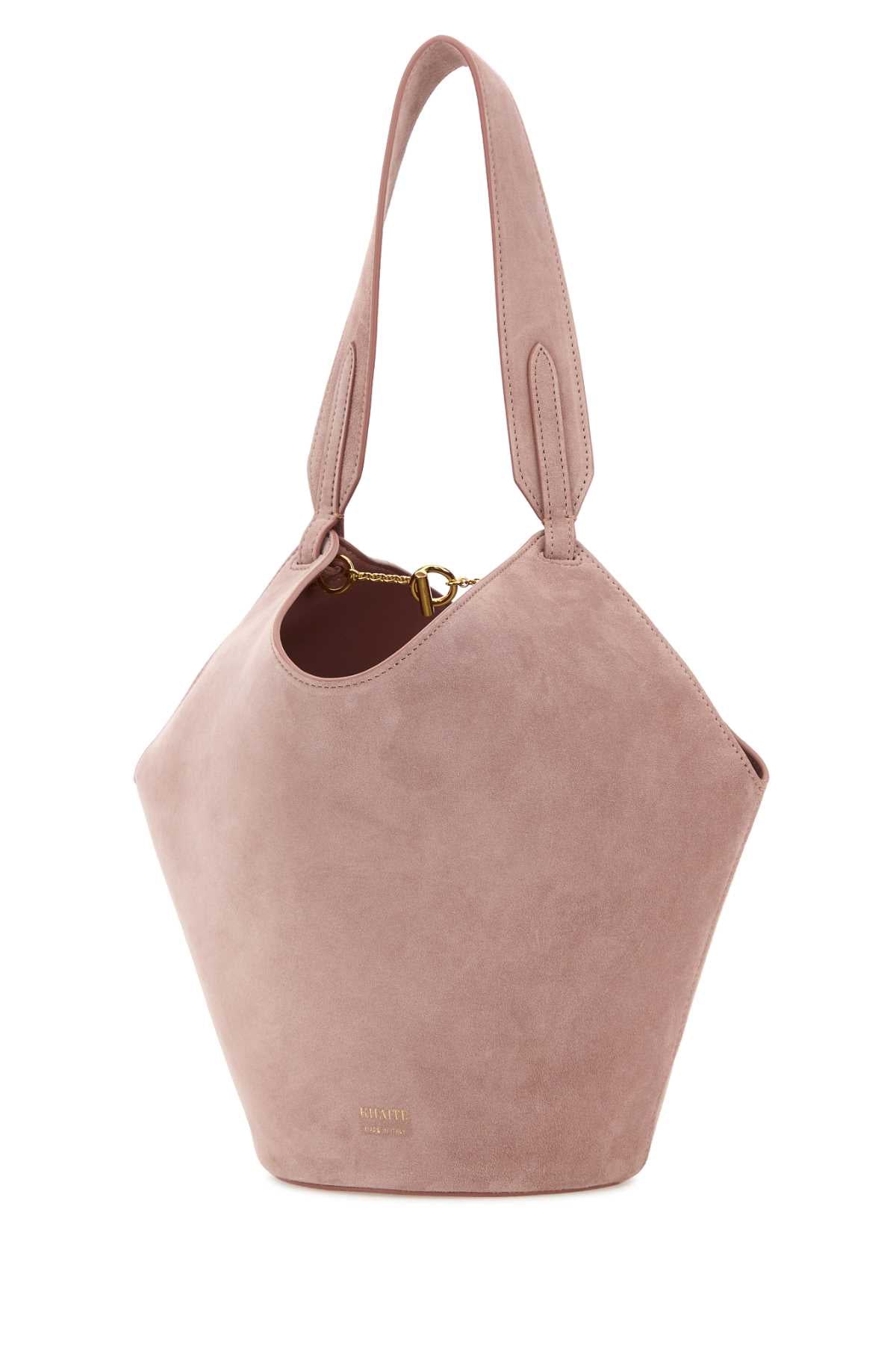 Pink Suede Mini Lotus Shoulder Bag Dustypink Baby Calfskin Borse A Mano