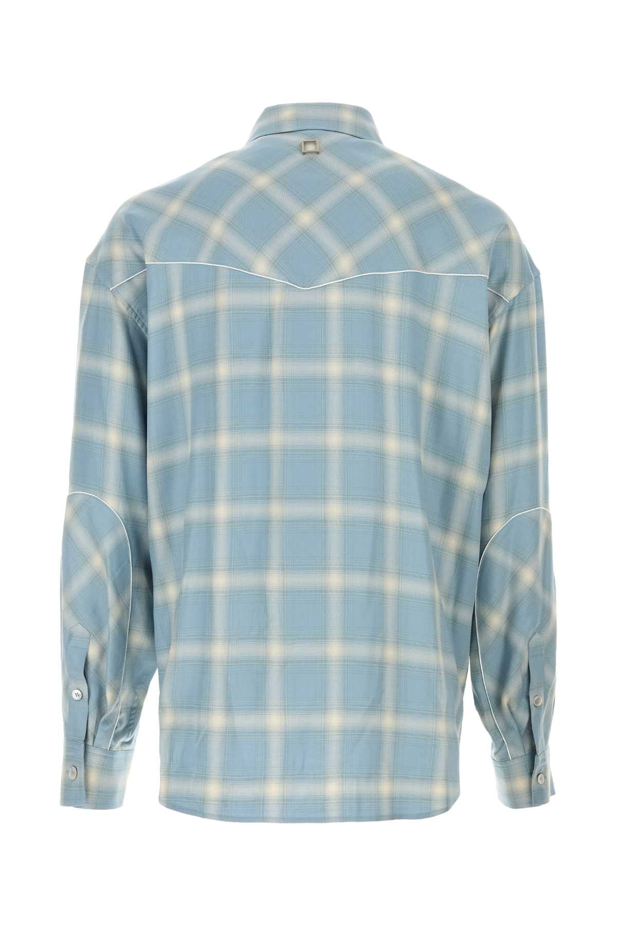 Embroidered Jersey Oversize Shirt Blue Exterior: Rayon Camicie