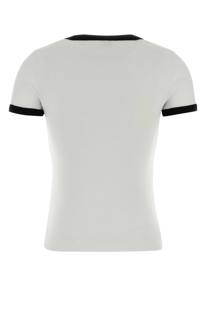 White Stretch Cotton T-Shirt Exterior: Elastane
