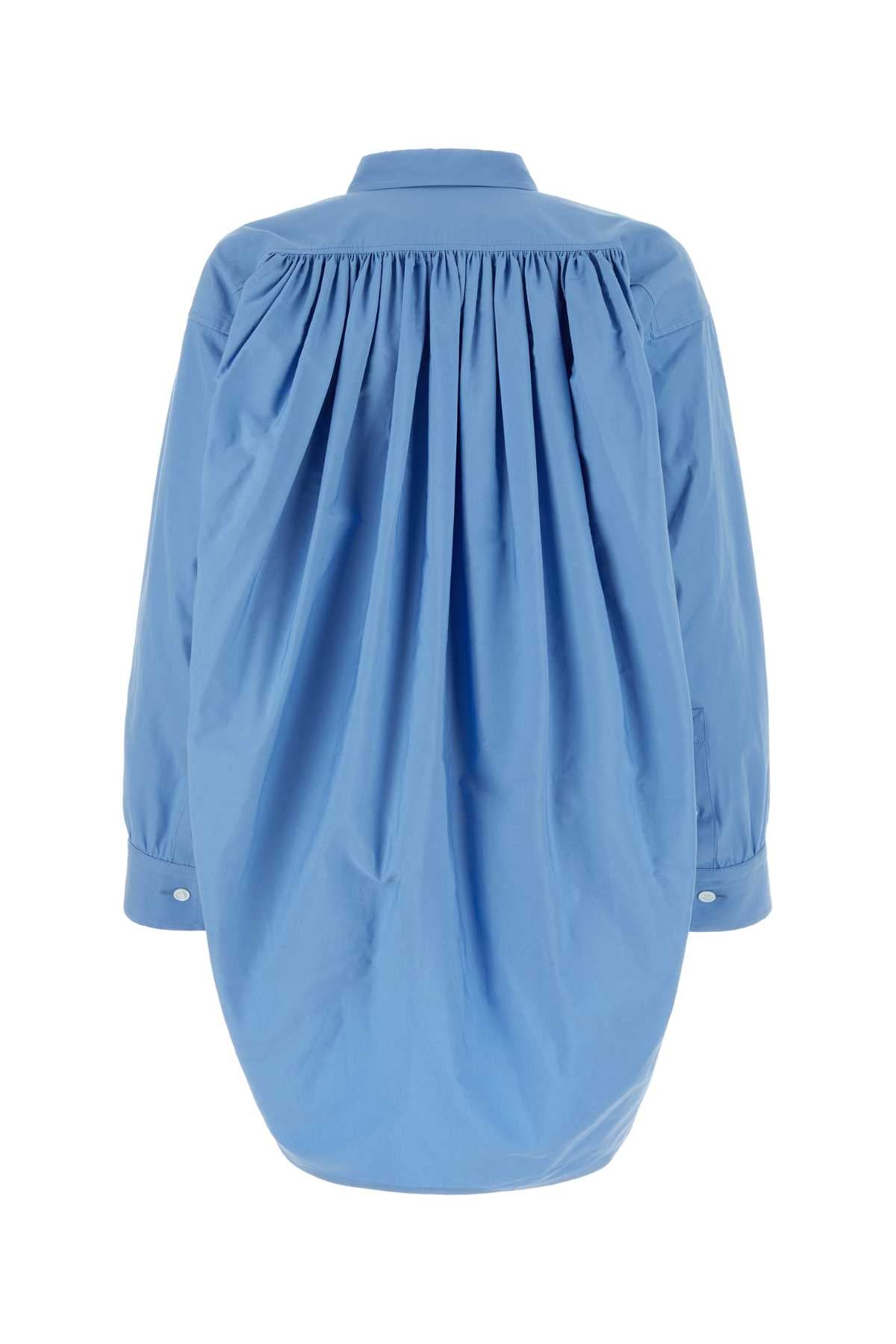 Light Blue Cotton Blend Oversize Shirt Azzurro Camicie