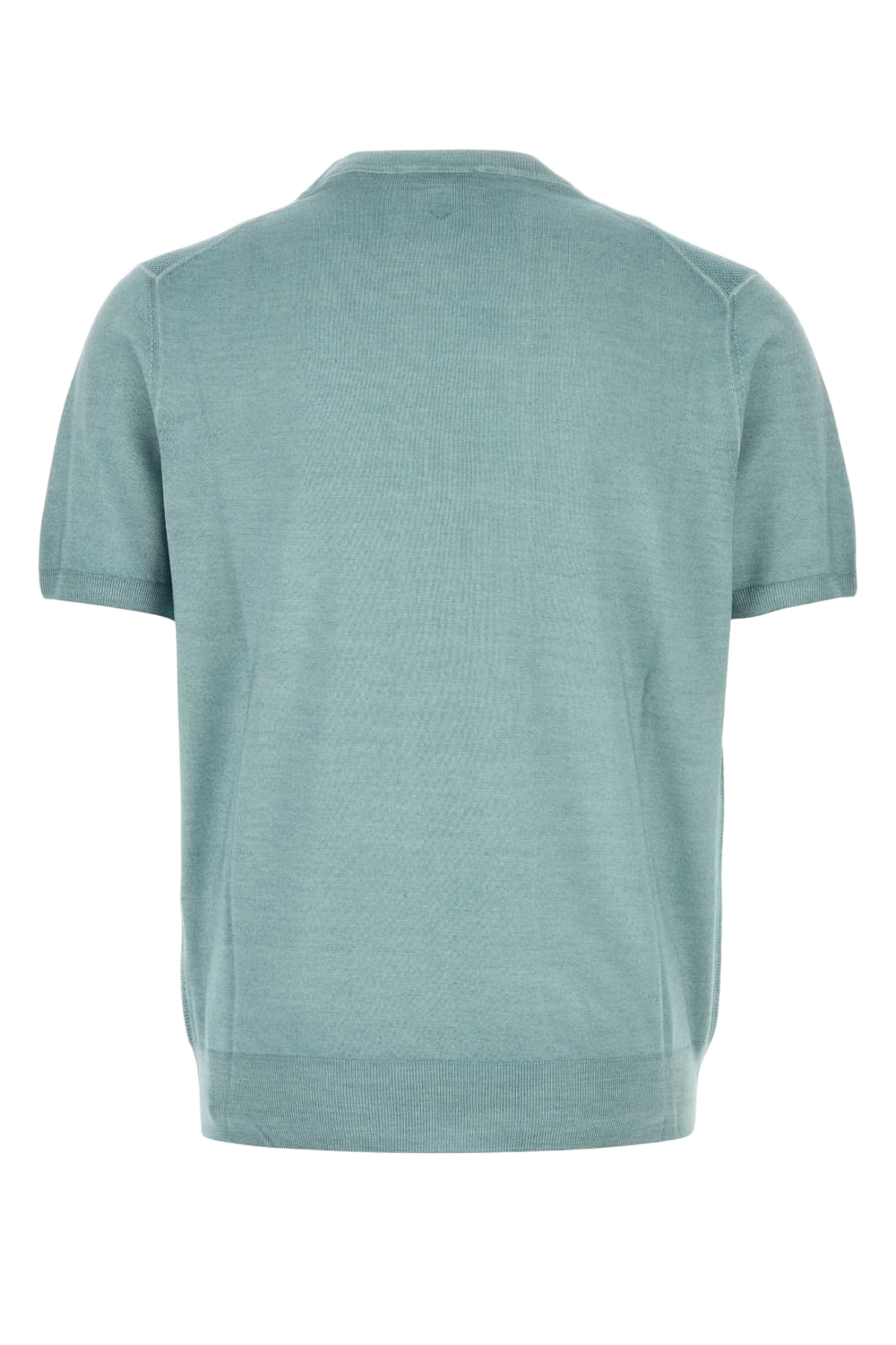 Light Blue Knit T-Shirt Verdeacqua Exterior: Wool Silk