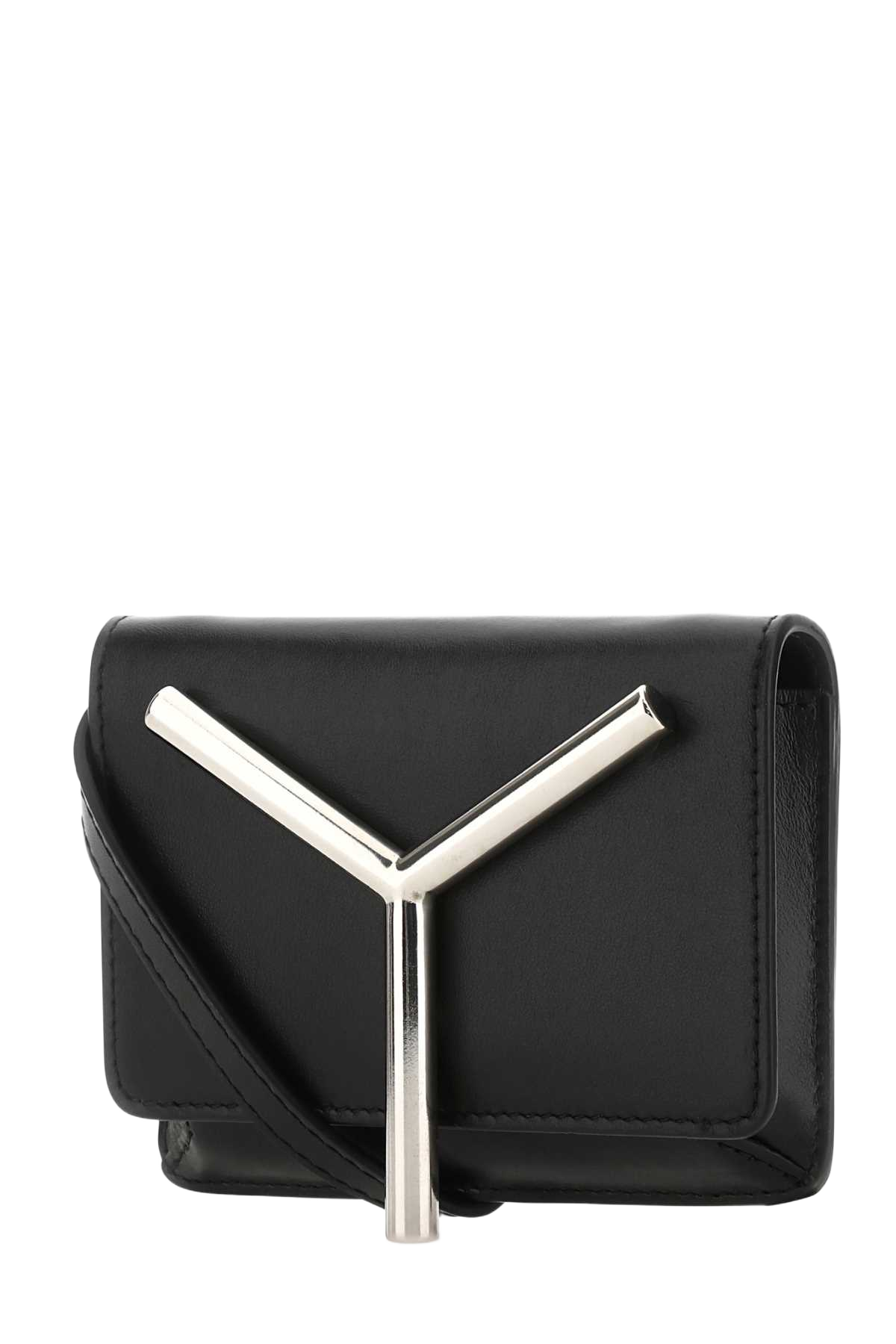 Black Leather Mini Crossbody Bag Blacksilver Portafogli