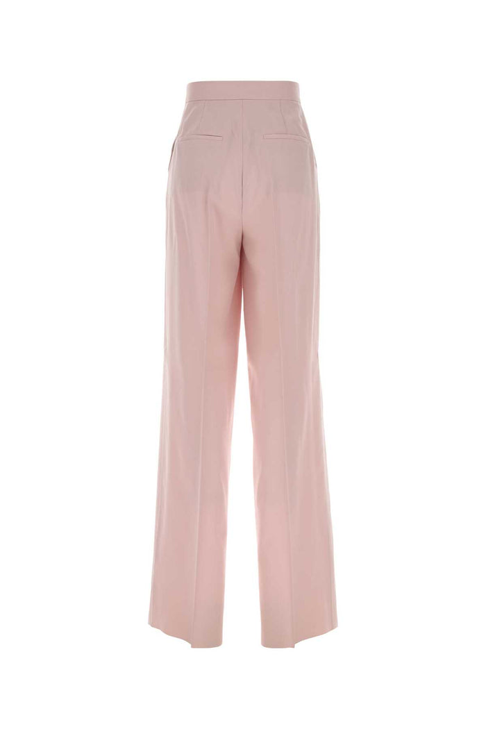 Pink Wool Blend Girone Wide-Leg Pant Beige Rosa Pantaloni