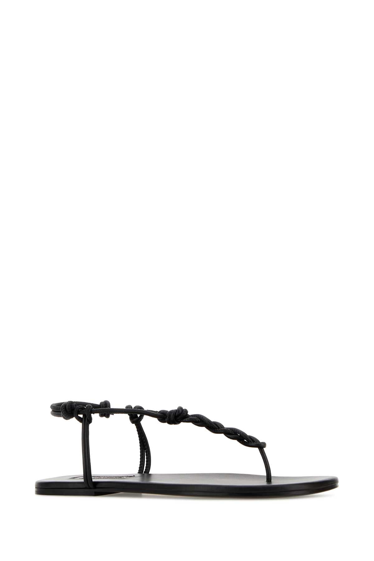 Black Leather Tangle Sandals Sandali