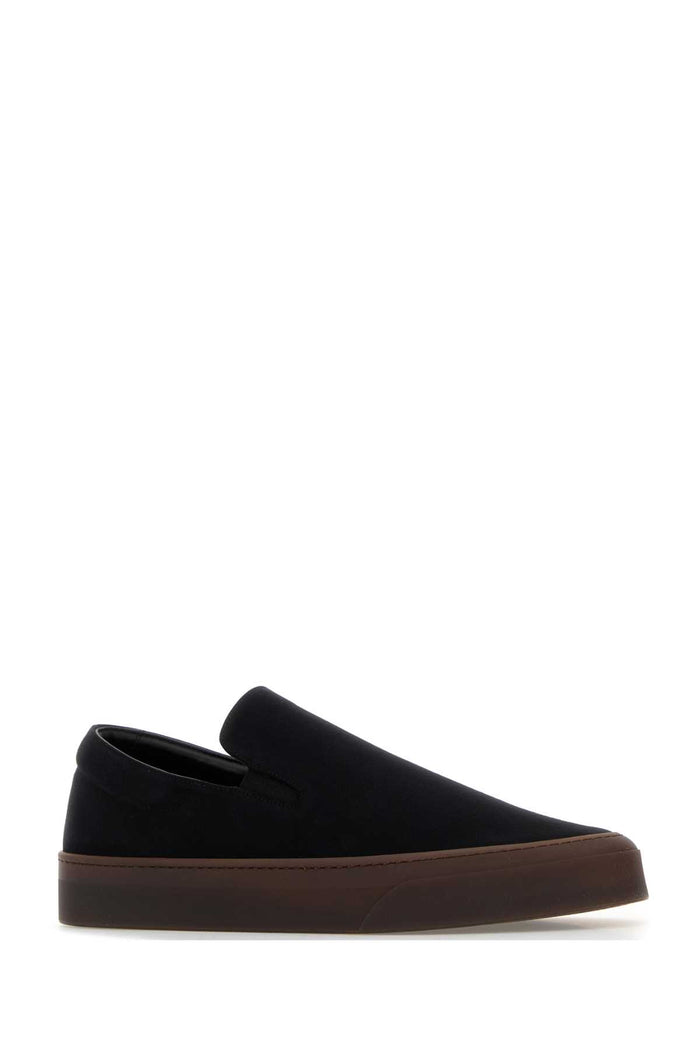 Black Fabric Mh Slip Ons Blacksmokedbrown Mocassini