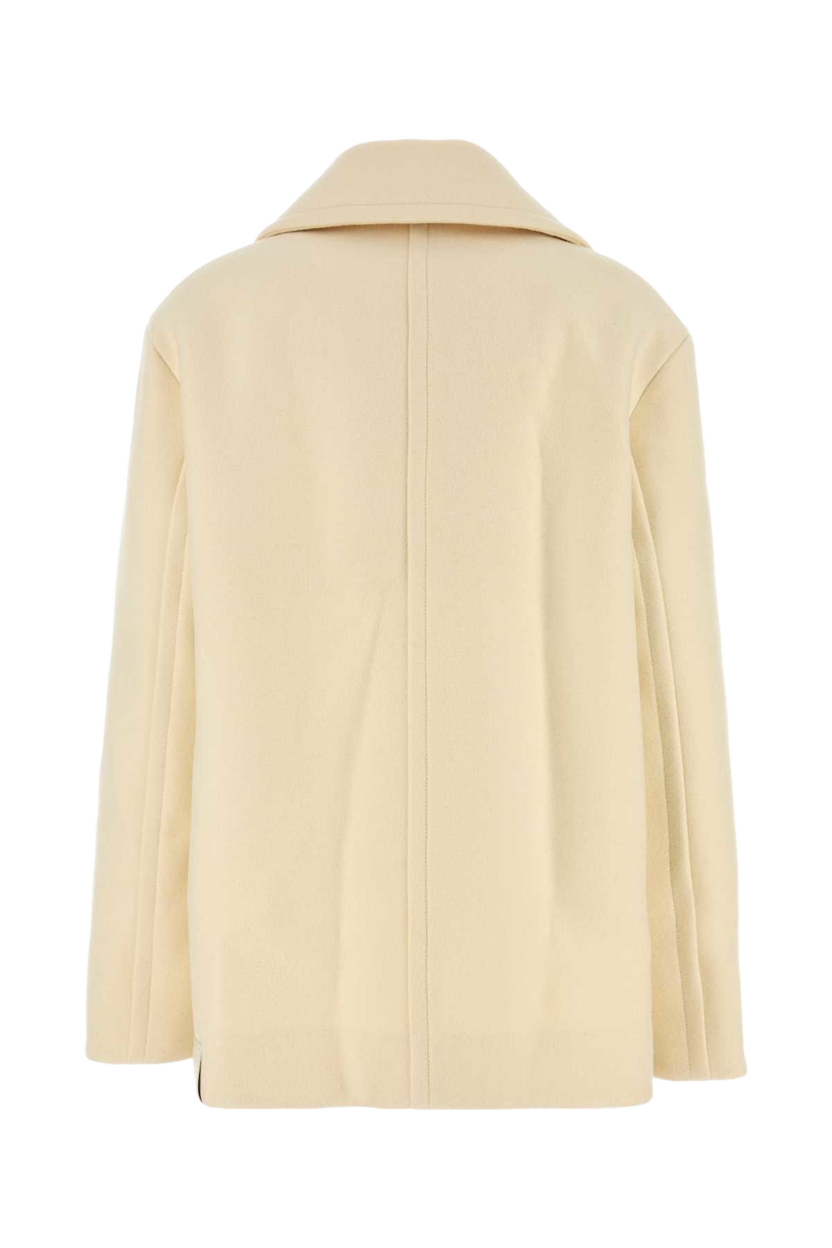 Cream Wool Coat Bone Exterior: Cappotti