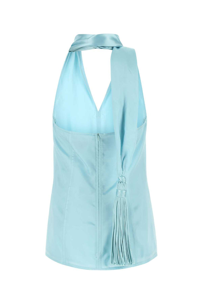 Pastel Light-Blue Satin Top 8955 Exterior: Cupro Maglie
