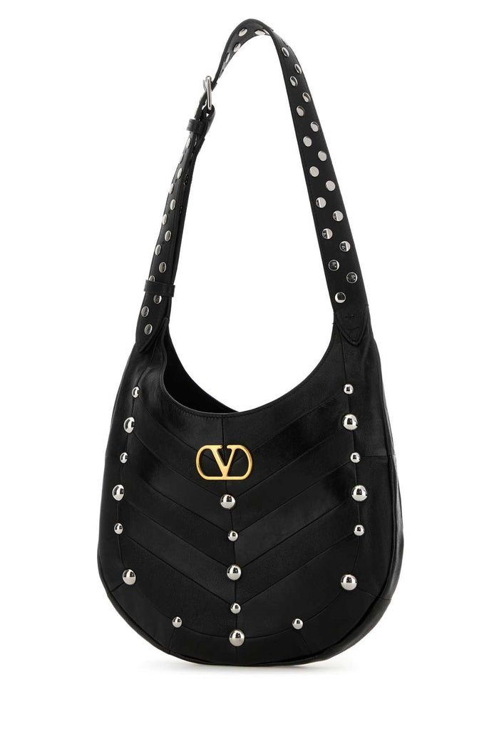 Black Leather Vlogo Signature Shoulder Bag Nero Borse A Mano