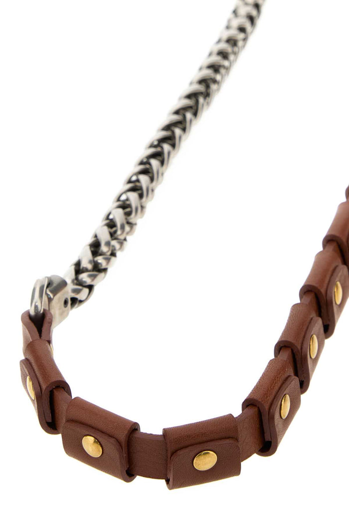 Brown Leather Necklace Tabaccoarg.vebron Exterior: Collane