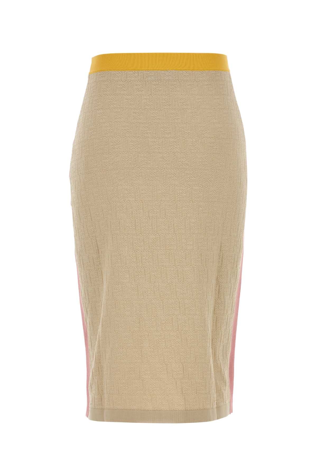 Sand Stretch Cotton Blend Skirt Ecru' Gonne