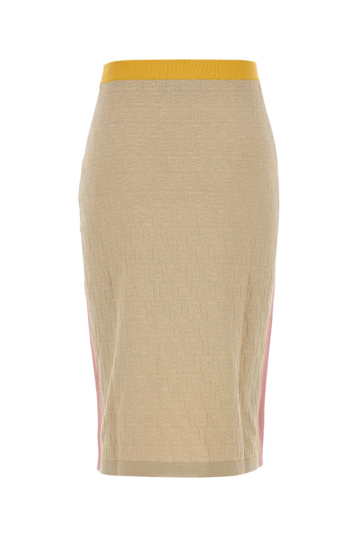 Sand Stretch Cotton Blend Skirt Ecru' Gonne