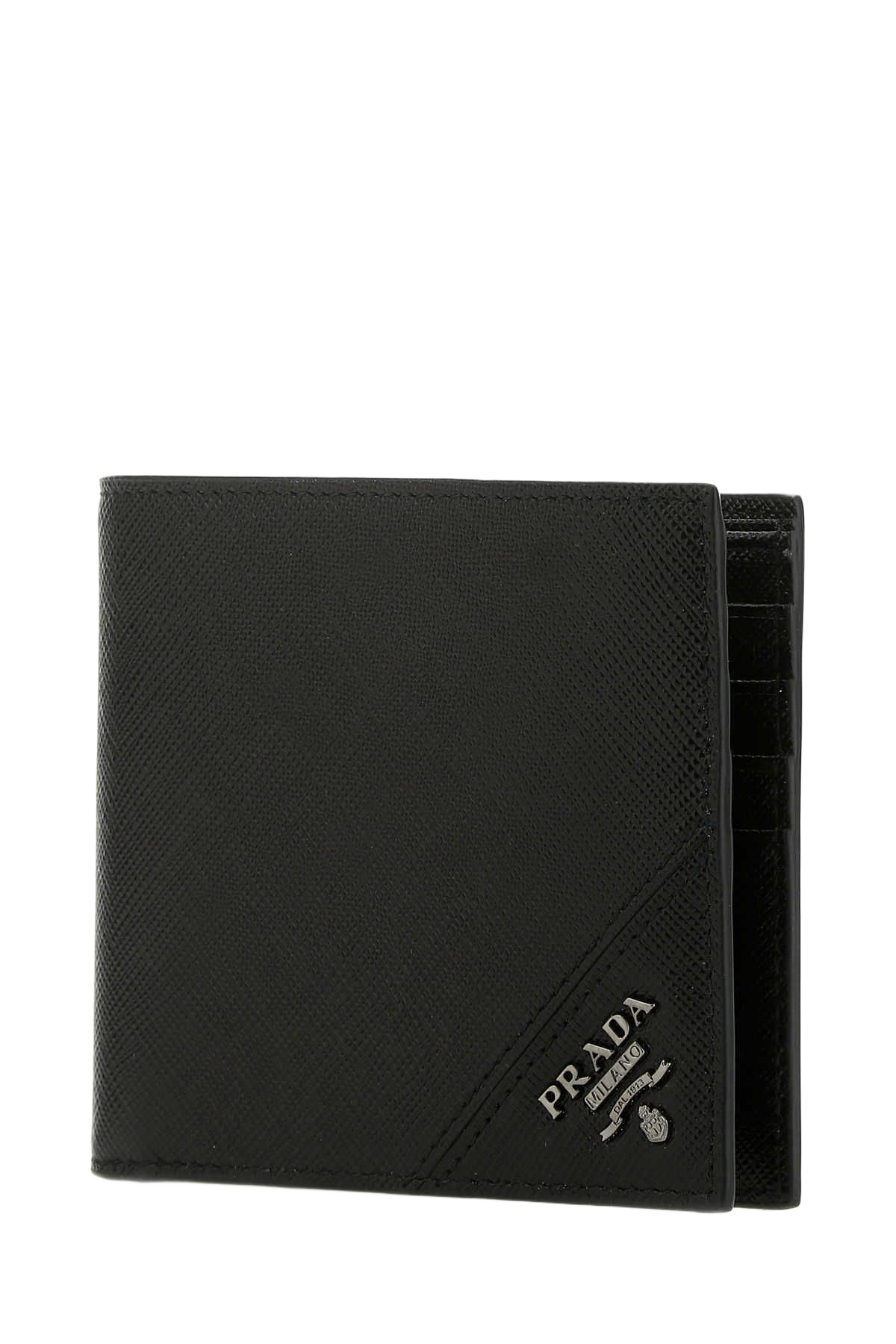 Black Leather Wallet F0002 Vitello Portafogli