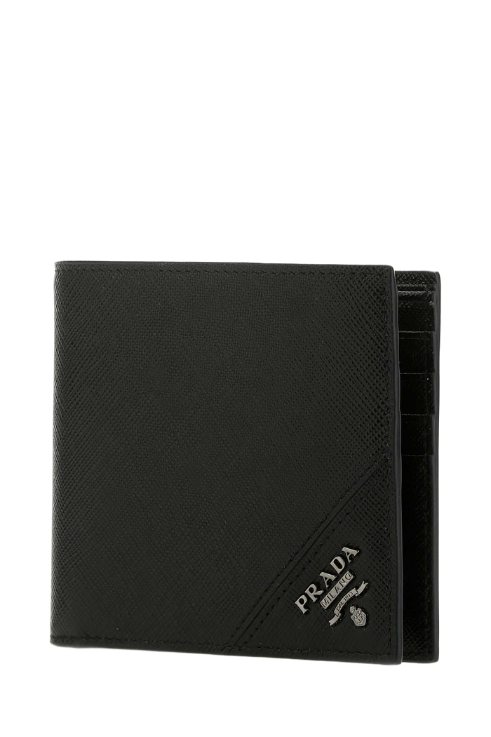 Black Leather Wallet F0002 Vitello Portafogli