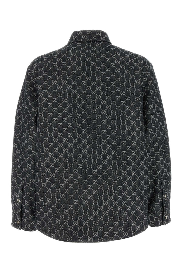 Embrodiered Denim Reversible Shirt Greynavy Camicie