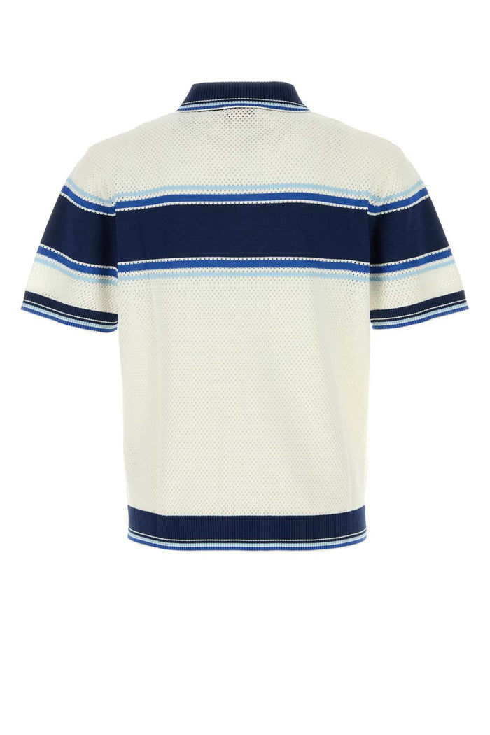 White Mesh Polo Shirt Whiteblue