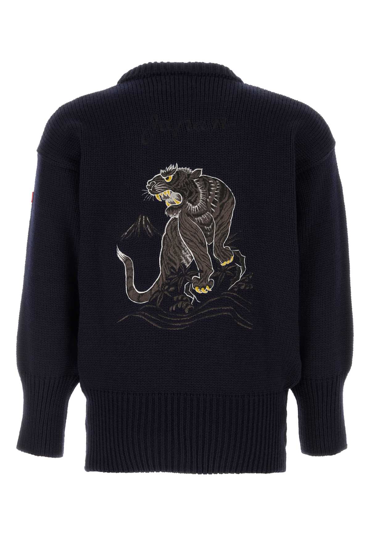 Midnight Blue Wool Sweater Navy Exterior: Maglie