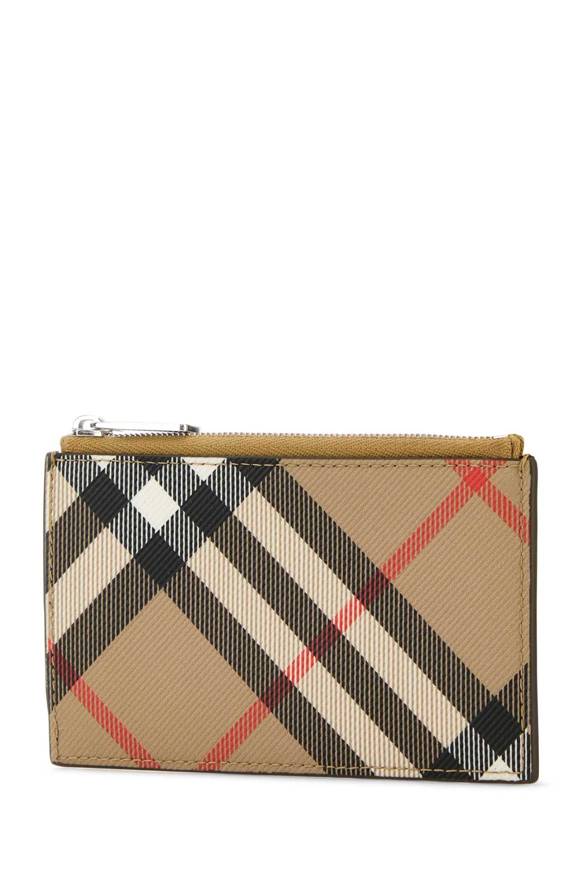 Printed Canvas Check Card Holder Sand Portafogli
