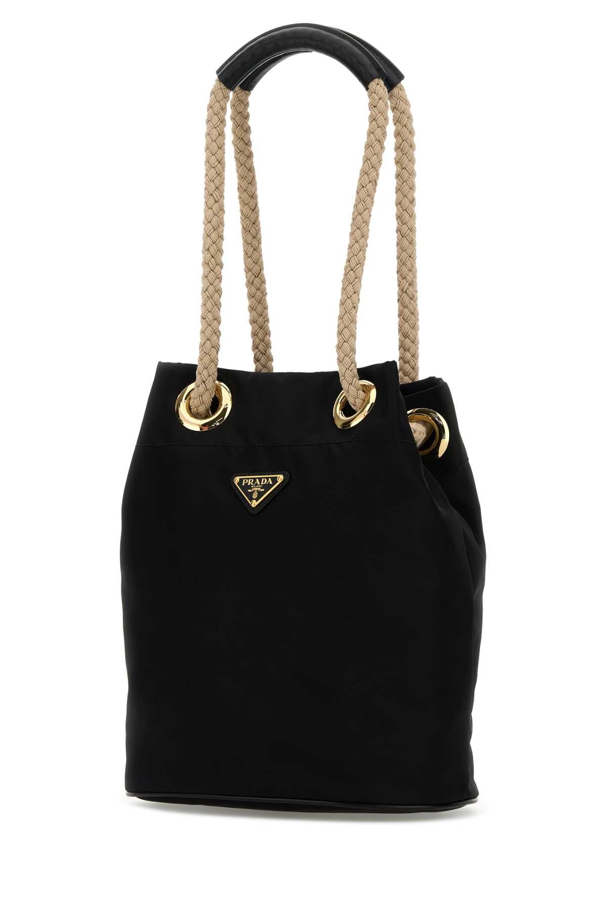 Black Re-Nylon Prada Mariner Bucket Bag Nero Recycledpolyamide-calfleather Borse A Secchiello