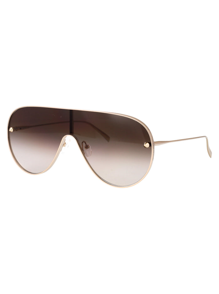 Gold-gold-brown Metal Sunglasses