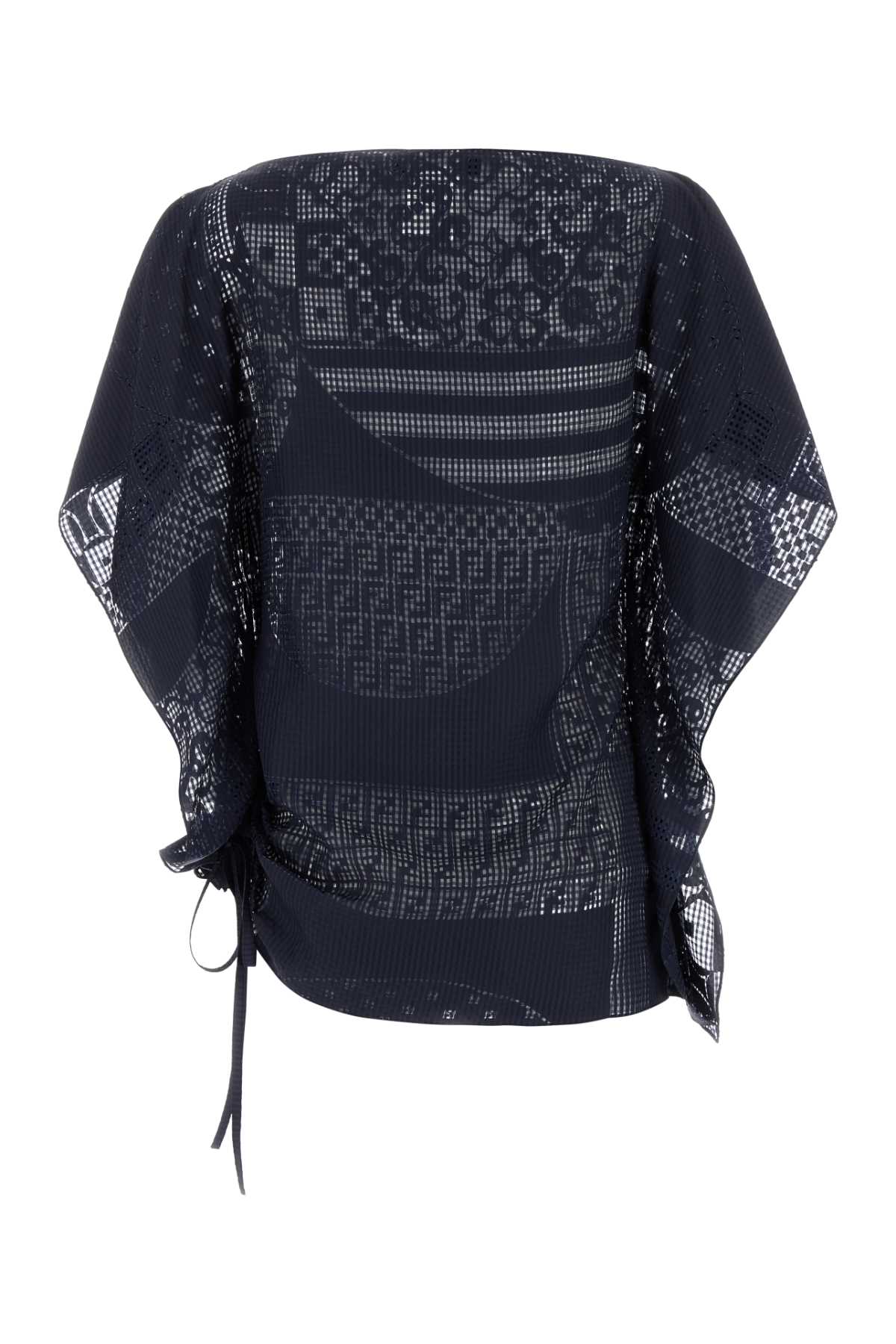 Navy Blue Viscose Blend Top Blu Exterior: Silk Maglie