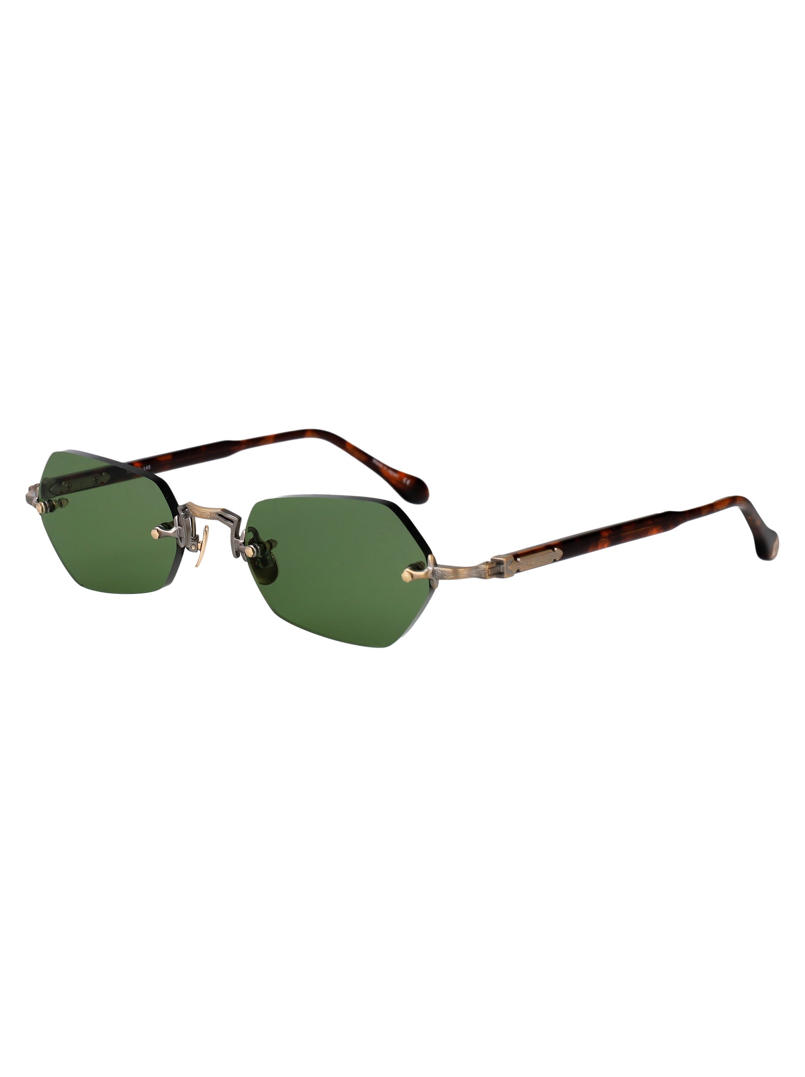 Antique Gold - Dark Tortoise Sage Green Metal Sunglasses