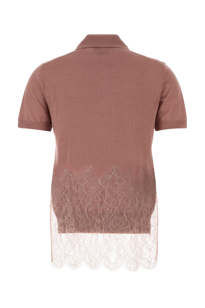 Antiqued Pink Cashmere Blend Polo Shirt Blush-25 Exterior: Silk Nylon