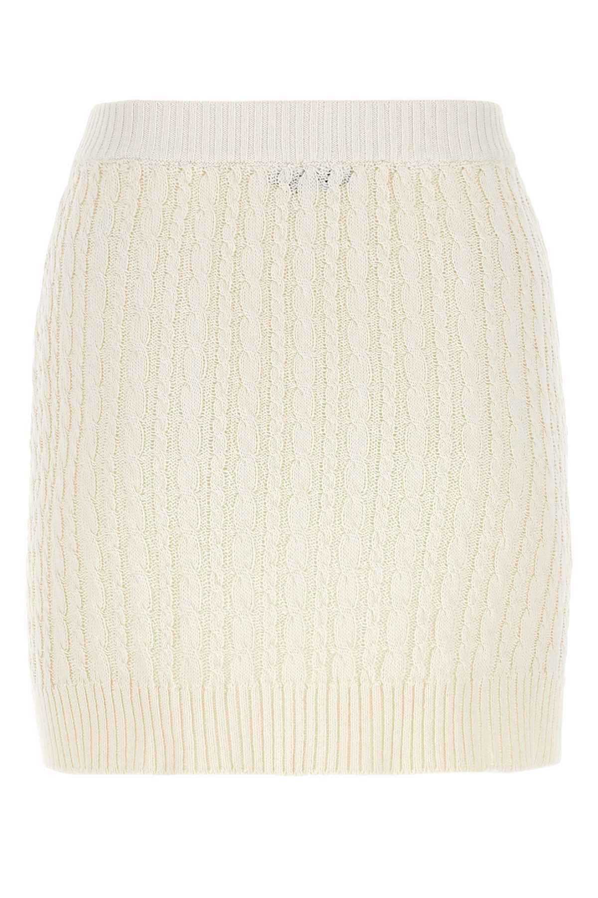 Ivory Cotton Blend Mini Skirt Beige Exterior: Nylon Gonne